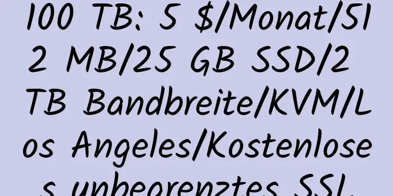 100 TB: 5 $/Monat/512 MB/25 GB SSD/2 TB Bandbreite/KVM/Los Angeles/Kostenloses unbegrenztes SSL