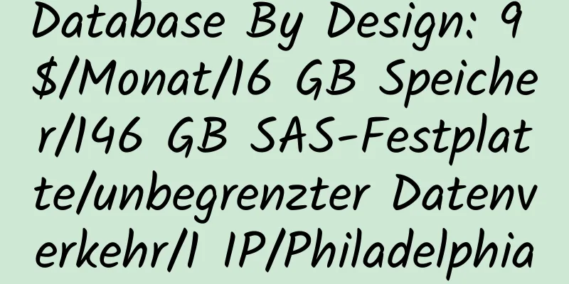 Database By Design: 9 $/Monat/16 GB Speicher/146 GB SAS-Festplatte/unbegrenzter Datenverkehr/1 IP/Philadelphia