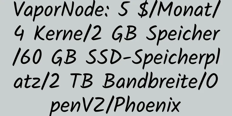 VaporNode: 5 $/Monat/4 Kerne/2 GB Speicher/60 GB SSD-Speicherplatz/2 TB Bandbreite/OpenVZ/Phoenix