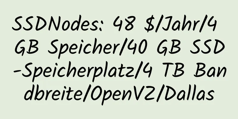 SSDNodes: 48 $/Jahr/4 GB Speicher/40 GB SSD-Speicherplatz/4 TB Bandbreite/OpenVZ/Dallas