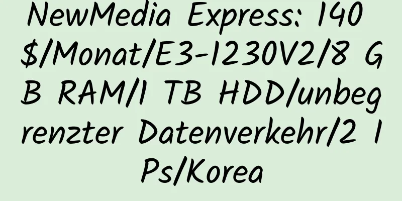 NewMedia Express: 140 $/Monat/E3-1230V2/8 GB RAM/1 TB HDD/unbegrenzter Datenverkehr/2 IPs/Korea