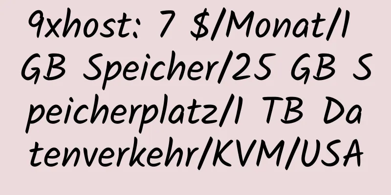 9xhost: 7 $/Monat/1 GB Speicher/25 GB Speicherplatz/1 TB Datenverkehr/KVM/USA