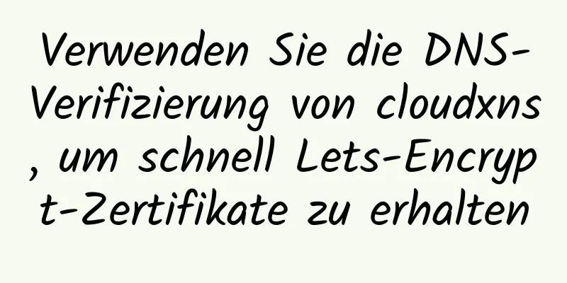 Verwenden Sie die DNS-Verifizierung von cloudxns, um schnell Lets-Encrypt-Zertifikate zu erhalten