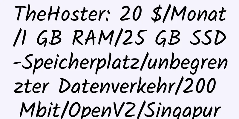 TheHoster: 20 $/Monat/1 GB RAM/25 GB SSD-Speicherplatz/unbegrenzter Datenverkehr/200 Mbit/OpenVZ/Singapur