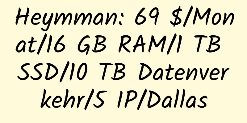 Heymman: 69 $/Monat/16 GB RAM/1 TB SSD/10 TB Datenverkehr/5 IP/Dallas