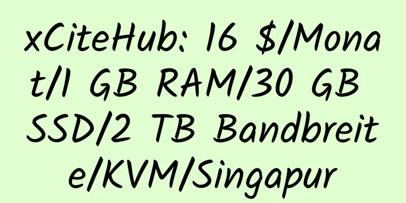 xCiteHub: 16 $/Monat/1 GB RAM/30 GB SSD/2 TB Bandbreite/KVM/Singapur