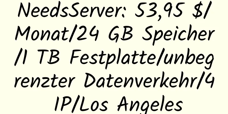 NeedsServer: 53,95 $/Monat/24 GB Speicher/1 TB Festplatte/unbegrenzter Datenverkehr/4 IP/Los Angeles