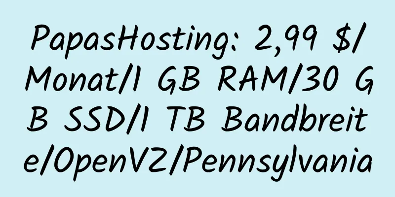 PapasHosting: 2,99 $/Monat/1 GB RAM/30 GB SSD/1 TB Bandbreite/OpenVZ/Pennsylvania