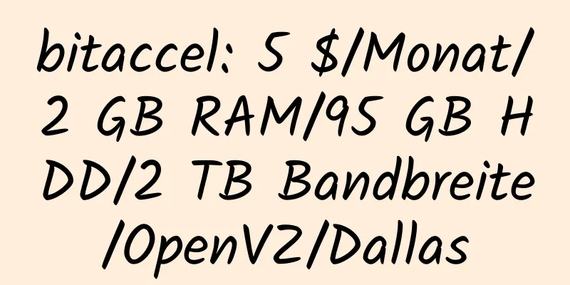 bitaccel: 5 $/Monat/2 GB RAM/95 GB HDD/2 TB Bandbreite/OpenVZ/Dallas