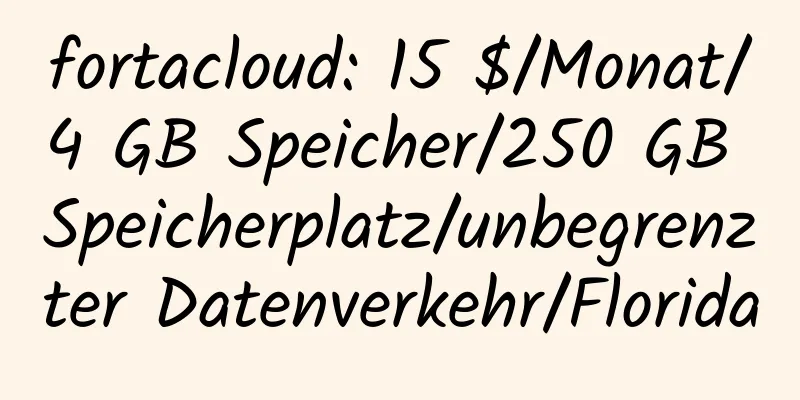 fortacloud: 15 $/Monat/4 GB Speicher/250 GB Speicherplatz/unbegrenzter Datenverkehr/Florida