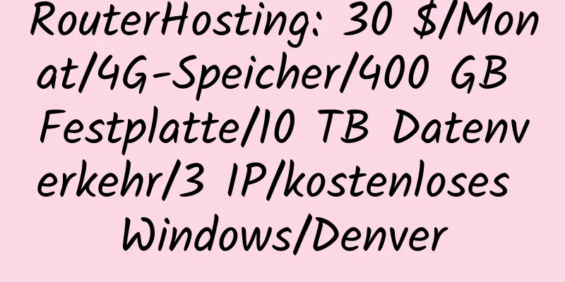 RouterHosting: 30 $/Monat/4G-Speicher/400 GB Festplatte/10 TB Datenverkehr/3 IP/kostenloses Windows/Denver