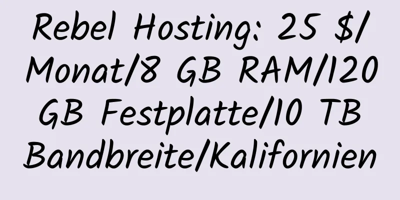 Rebel Hosting: 25 $/Monat/8 GB RAM/120 GB Festplatte/10 TB Bandbreite/Kalifornien