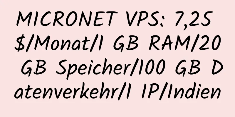 MICRONET VPS: 7,25 $/Monat/1 GB RAM/20 GB Speicher/100 GB Datenverkehr/1 IP/Indien