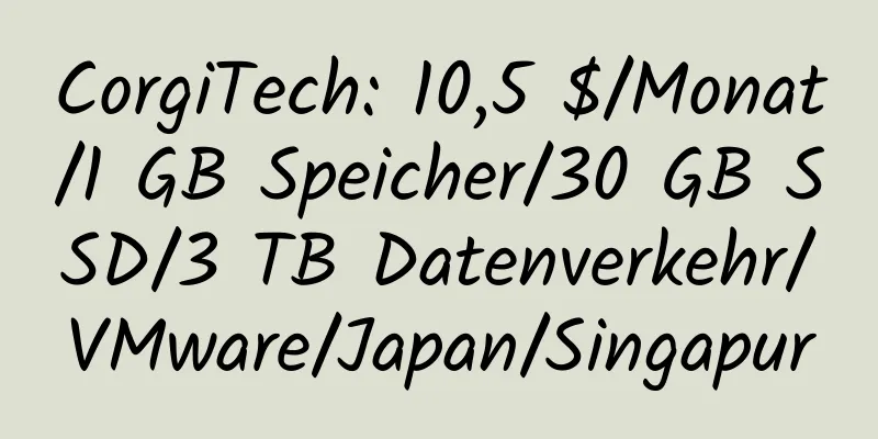 CorgiTech: 10,5 $/Monat/1 GB Speicher/30 GB SSD/3 TB Datenverkehr/VMware/Japan/Singapur