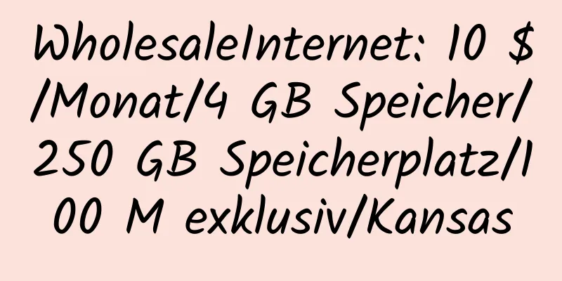 WholesaleInternet: 10 $/Monat/4 GB Speicher/250 GB Speicherplatz/100 M exklusiv/Kansas