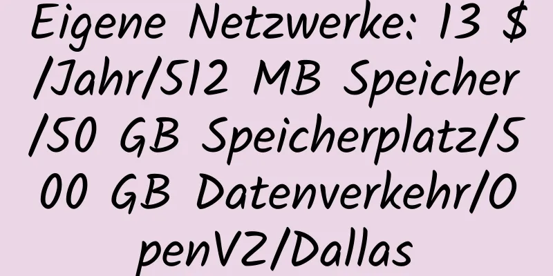 Eigene Netzwerke: 13 $/Jahr/512 MB Speicher/50 GB Speicherplatz/500 GB Datenverkehr/OpenVZ/Dallas