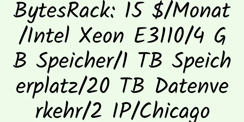 BytesRack: 15 $/Monat/Intel Xeon E3110/4 GB Speicher/1 TB Speicherplatz/20 TB Datenverkehr/2 IP/Chicago