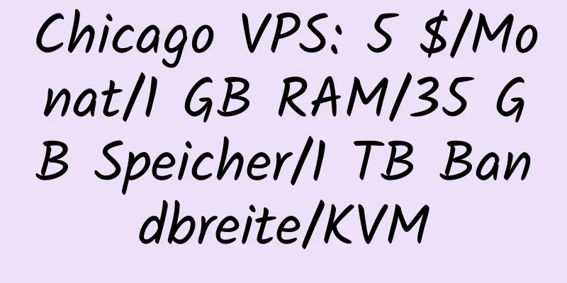 Chicago VPS: 5 $/Monat/1 GB RAM/35 GB Speicher/1 TB Bandbreite/KVM