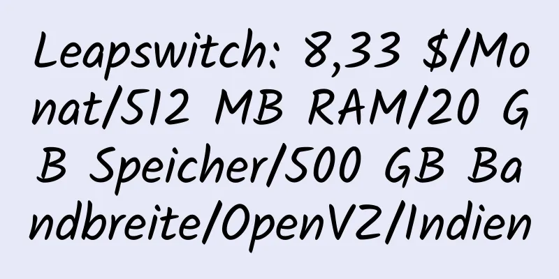 Leapswitch: 8,33 $/Monat/512 MB RAM/20 GB Speicher/500 GB Bandbreite/OpenVZ/Indien