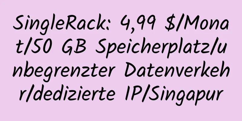 SingleRack: 4,99 $/Monat/50 GB Speicherplatz/unbegrenzter Datenverkehr/dedizierte IP/Singapur