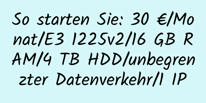 So starten Sie: 30 €/Monat/E3 1225v2/16 GB RAM/4 TB HDD/unbegrenzter Datenverkehr/1 IP