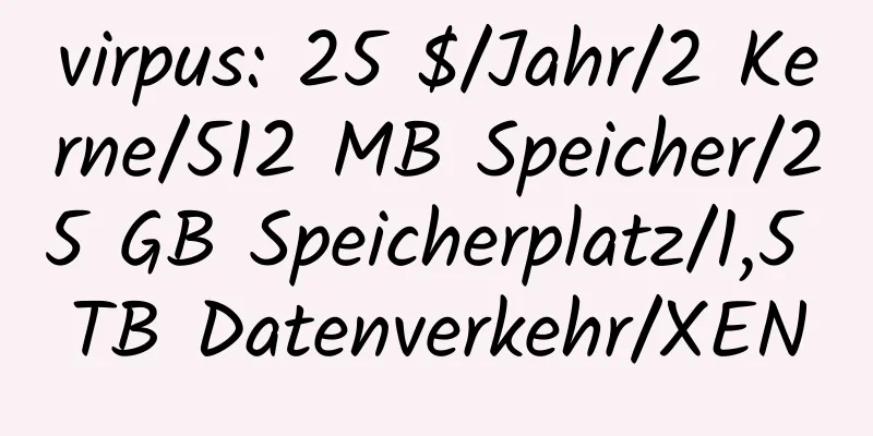 virpus: 25 $/Jahr/2 Kerne/512 MB Speicher/25 GB Speicherplatz/1,5 TB Datenverkehr/XEN