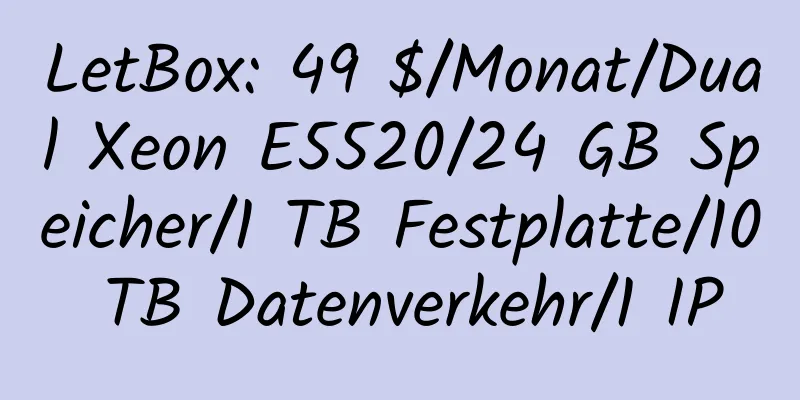 LetBox: 49 $/Monat/Dual Xeon E5520/24 GB Speicher/1 TB Festplatte/10 TB Datenverkehr/1 IP