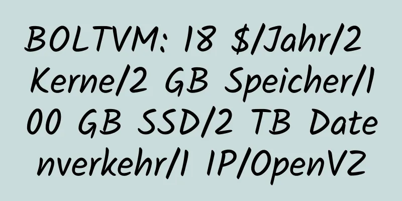 BOLTVM: 18 $/Jahr/2 Kerne/2 GB Speicher/100 GB SSD/2 TB Datenverkehr/1 IP/OpenVZ