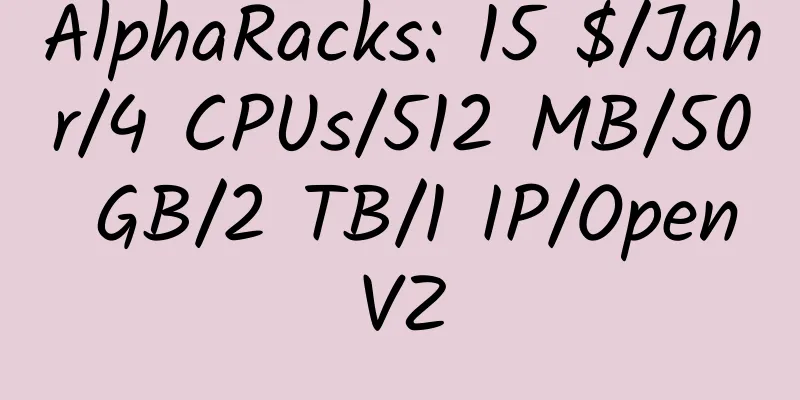 AlphaRacks: 15 $/Jahr/4 CPUs/512 MB/50 GB/2 TB/1 IP/OpenVZ