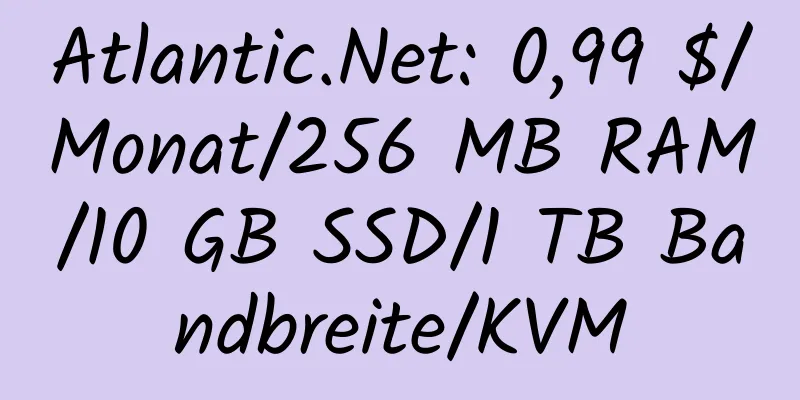 Atlantic.Net: 0,99 $/Monat/256 MB RAM/10 GB SSD/1 TB Bandbreite/KVM