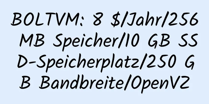 BOLTVM: 8 $/Jahr/256 MB Speicher/10 GB SSD-Speicherplatz/250 GB Bandbreite/OpenVZ