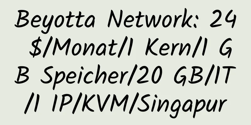 Beyotta Network: 24 $/Monat/1 Kern/1 GB Speicher/20 GB/1T/1 IP/KVM/Singapur