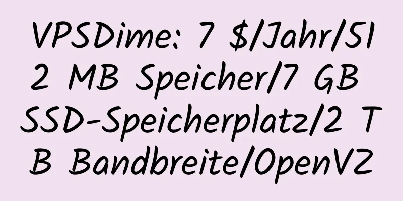 VPSDime: 7 $/Jahr/512 MB Speicher/7 GB SSD-Speicherplatz/2 TB Bandbreite/OpenVZ