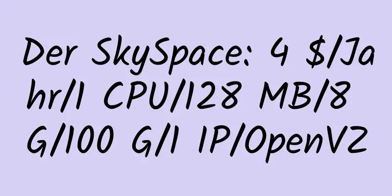 Der SkySpace: 4 $/Jahr/1 CPU/128 MB/8 G/100 G/1 IP/OpenVZ