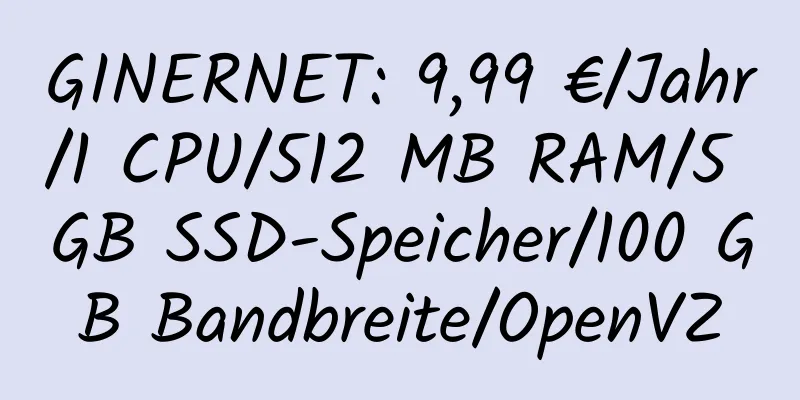 GINERNET: 9,99 €/Jahr/1 CPU/512 MB RAM/5 GB SSD-Speicher/100 GB Bandbreite/OpenVZ