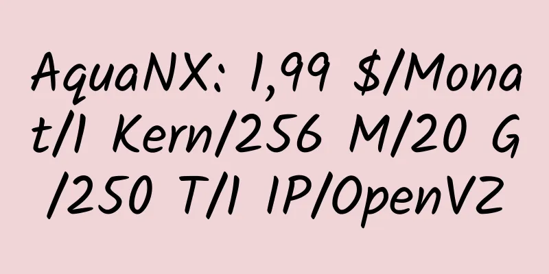 AquaNX: 1,99 $/Monat/1 Kern/256 M/20 G/250 T/1 IP/OpenVZ