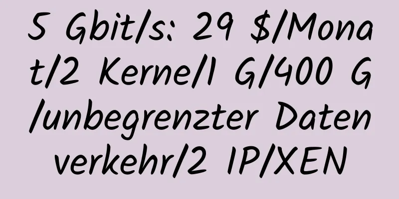 5 Gbit/s: 29 $/Monat/2 Kerne/1 G/400 G/unbegrenzter Datenverkehr/2 IP/XEN