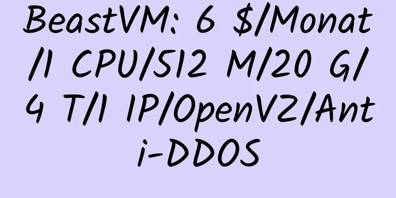 BeastVM: 6 $/Monat/1 CPU/512 M/20 G/4 T/1 IP/OpenVZ/Anti-DDOS