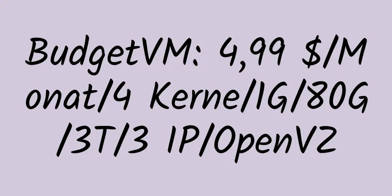 BudgetVM: 4,99 $/Monat/4 Kerne/1G/80G/3T/3 IP/OpenVZ