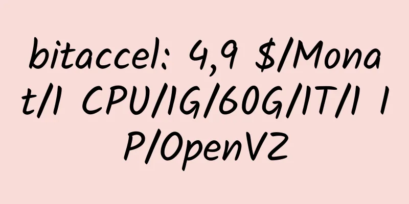 bitaccel: 4,9 $/Monat/1 CPU/1G/60G/1T/1 IP/OpenVZ