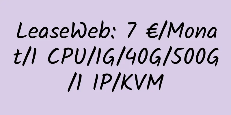 LeaseWeb: 7 €/Monat/1 CPU/1G/40G/500G/1 IP/KVM