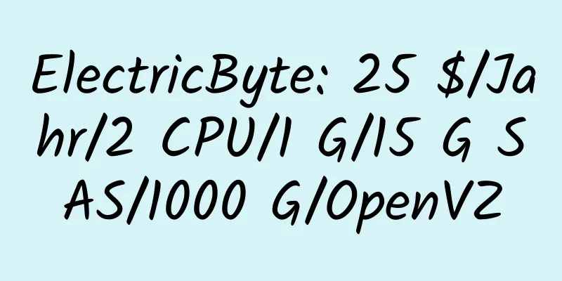 ElectricByte: 25 $/Jahr/2 CPU/1 G/15 G SAS/1000 G/OpenVZ