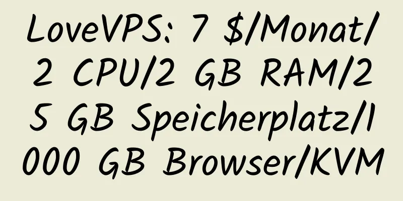 LoveVPS: 7 $/Monat/2 CPU/2 GB RAM/25 GB Speicherplatz/1000 GB Browser/KVM