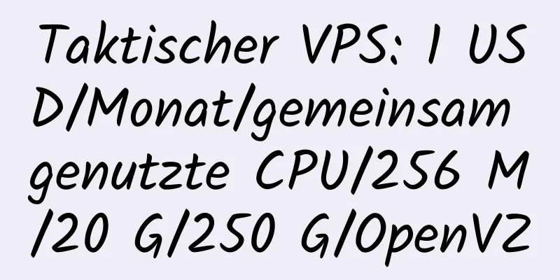 Taktischer VPS: 1 USD/Monat/gemeinsam genutzte CPU/256 M/20 G/250 G/OpenVZ