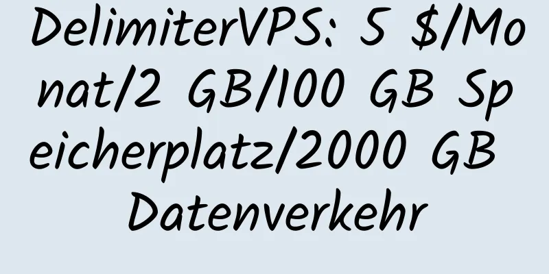 DelimiterVPS: 5 $/Monat/2 GB/100 GB Speicherplatz/2000 GB Datenverkehr