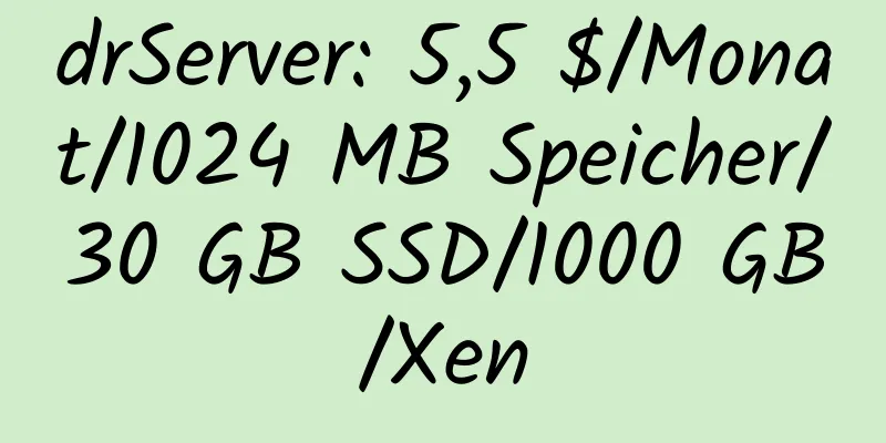 drServer: 5,5 $/Monat/1024 MB Speicher/30 GB SSD/1000 GB/Xen