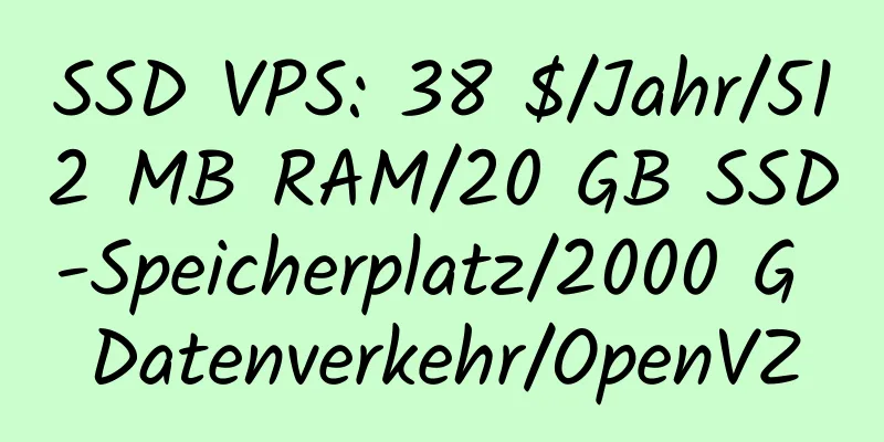 SSD VPS: 38 $/Jahr/512 MB RAM/20 GB SSD-Speicherplatz/2000 G Datenverkehr/OpenVZ