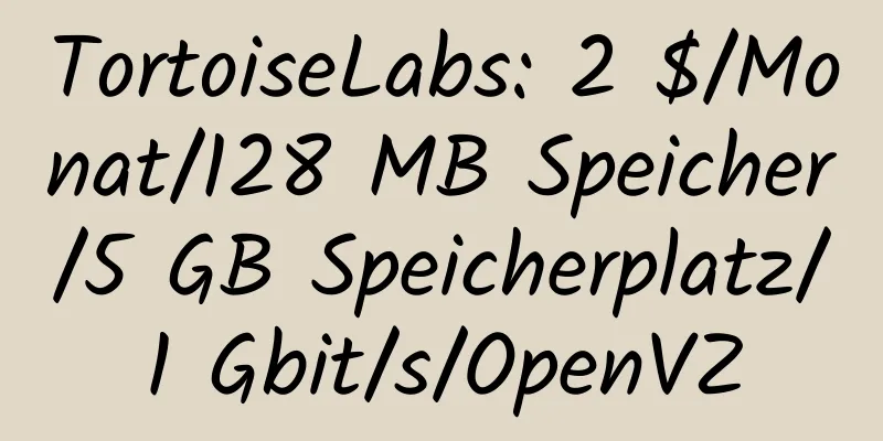 TortoiseLabs: 2 $/Monat/128 MB Speicher/5 GB Speicherplatz/1 Gbit/s/OpenVZ