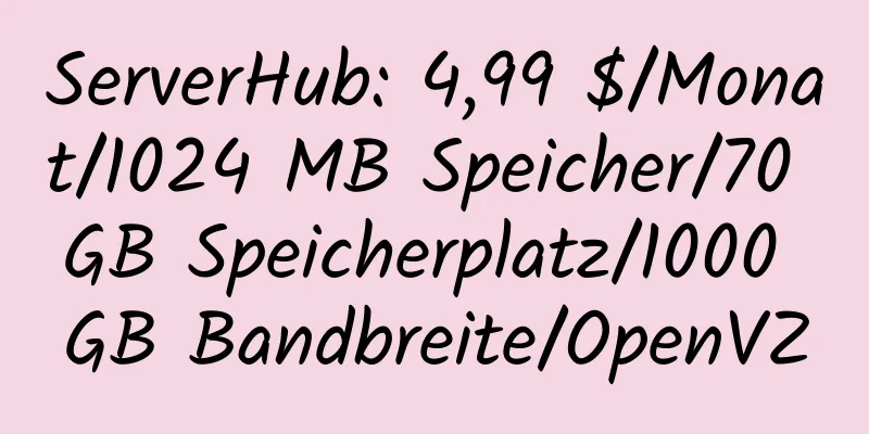 ServerHub: 4,99 $/Monat/1024 MB Speicher/70 GB Speicherplatz/1000 GB Bandbreite/OpenVZ