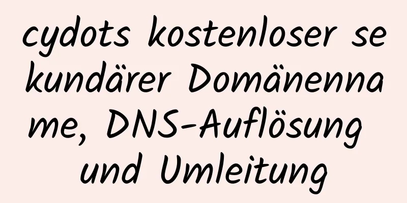 cydots kostenloser sekundärer Domänenname, DNS-Auflösung und Umleitung